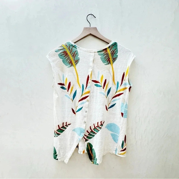 Cynthia Rowley || 100% Linen Women’s Sleeveless Shirt Floral Small - Picture 2 of 7